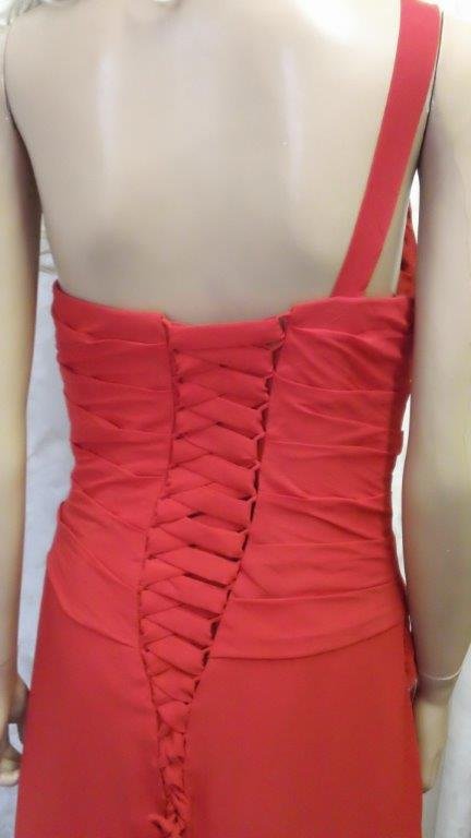 red one strap bridesmaid dress